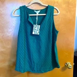 NWT Market & Spruce Sleeveless Emerald Green Dotted Blouse